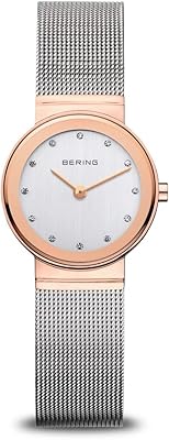 Montre à quartz analogique classique behring pour femme, bracelet en acier inoxydable/verre saphir