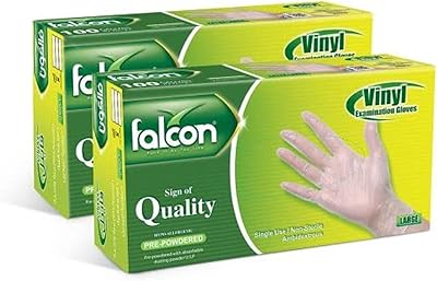 Gants en vinyle falcon - transparents pré-poudrés | s, m, l, xl |