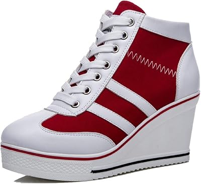 Baskets compensées femme talons hauts bottines chaussures de marche en toile