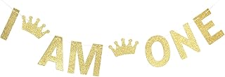 Bannière à paillettes dorées i am one - décorations de fête pour 1er