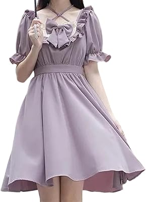 Mignonne robe lolita kawaii au design japonais avec volants enveloppants et manches