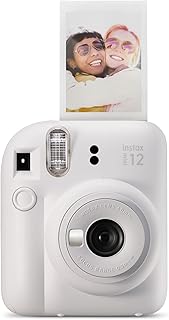 Appareil photo instantané instax mini 12, exposition automatique avec objectif selfie intégré, blanc