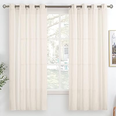 Rideaux semi-transparents aspect lin naturel pgmint pour chambre à coucher, rideaux d'intimité tissés
