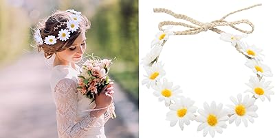 Mini bandeau marguerite fleur hippie couronne de fleurs bohème serre-tête de mariage tournesol