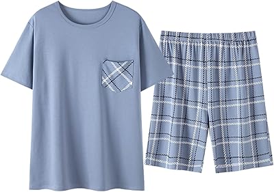 Ensemble pyjama court rayé pour hommes, ensemble pyjama en coton pour hommes, haut