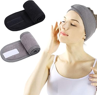 Bandeau de spa facial amateur 2 pièces, bandeau de sport réglable en tissu