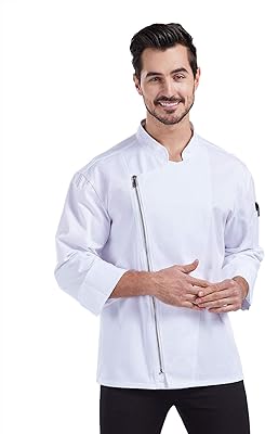 Manteau de chef unisexe nanxun à manches longues élégant restaurant cuisine fermeture éclair