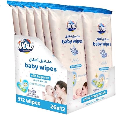 Lingettes pour bébé wow à l'eau pure à 99 %, extra épaisses