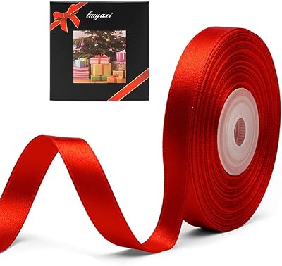 Ruban de satin rouge double face de couleur unie 3/8" x 25 mètres