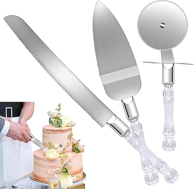 Ensemble de 3 couteaux à gâteau de mariage et serveur, couteau à gâteau
