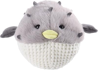 Peluche poisson-globe gris agneau abricot d'ocean toys, douce et câline, idéale