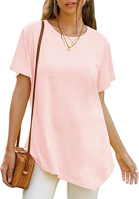 Chemisier à manches courtes et longues de couleur unie pour femme, chemisier décontracté à col rond et ourlet fin pour femme. Diaytar : Où chaque achat est une victoire pour votre budget