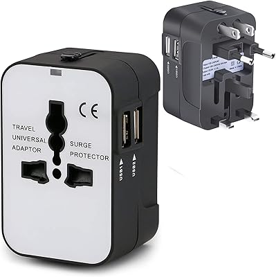 Adaptateur de voyage tecom adaptateur d'alimentation universel tout-en-un avec deux ports usb