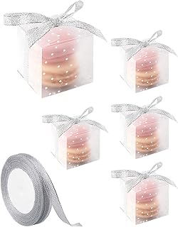 Boîtes à macarons blanches transparentes à pois sweet seven pour mariages et fêtes