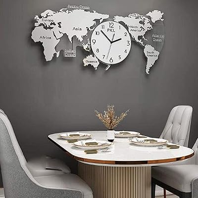 Horloge murale 3d moderne avec grande carte du monde pour la décoration de la maison, du bureau et de la cuisine - blanc. Explorez un monde de bonnes affaires sur Diaytar Sénégal