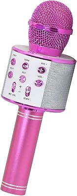 Microphone karaoké bluetooth sans fil vue 4 en 1 haut-parleur portable