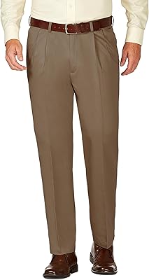 Pantalon homme haggar avec plis sur le devant et taille cachée extensible