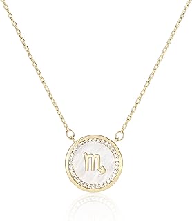 Collier pendentif signe du zodiaque doré, plaqué or 14 carats faux fratelaria zircone