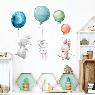 Stickers muraux aquarelle créatifs pour chambre d'enfants, autocollants muraux lasso à décoller