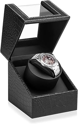 Remontoir automatique pour montre unique en cuir de crocodile noir avec moteur japonais