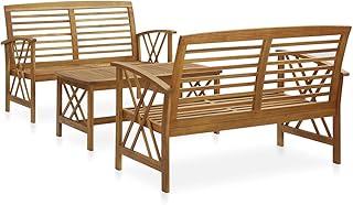 Ensemble de meubles de jardin en bois d'acacia massif fidaxl 3 pièces, ensemble