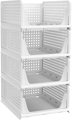 Panier de rangement pliable et empilable en plastique orchid m, 4 pièces, bac