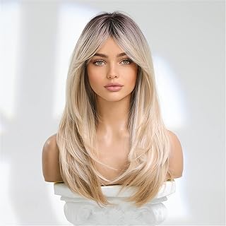 Perruques blondes longues vowyore pour femmes, cheveux synthétiques naturels à racines foncées