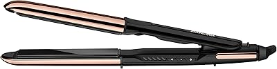 Lisseur et bigoudi babyliss 2-en-1 avec chauffage céramique avancé, plaques en titane