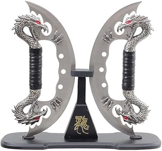 Wu gao h-7035-ch porte-couteau double dragon fantasy, 11 pouces, chrome