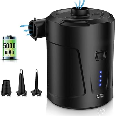 Pompe à air électrique gonflable avec 3 buses usb/batterie rechargeable 5000 mah