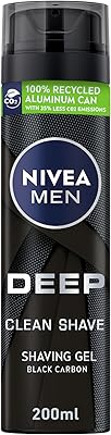Nivea men deep clean shave gel à raser antibactérien au charbon noir, 200