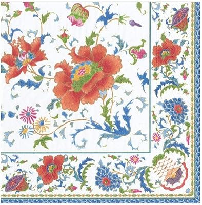 Serviettes de déjeuner en papier céramique chinoise caspari 14970l, blanches, 20 pièces