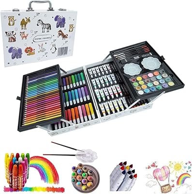 Ensemble d'art de 145 pièces avec boîte portable à 2 niveaux