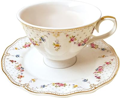 Ensemble de tasses à thé et soucoupes au design floral européen fan cure
