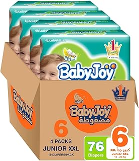 Couches compressées babyjoy diamond pad, pack économique junior xxl, taille 6, 76 unités