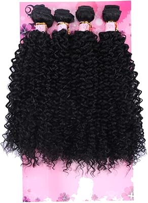 Cheveux synthétiques bouclés crépus freeline 4 lots de couleur noire 18