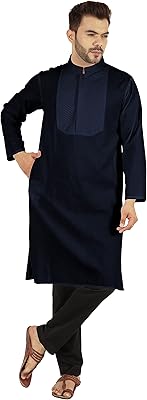 Ensemble pyjama kurta indien uni atasi pour hommes, col mandarin, vêtements longs