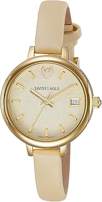 Montre pour femme swiss eagle, cadran blanc -se-9098ls-yg-09, or, bracelet