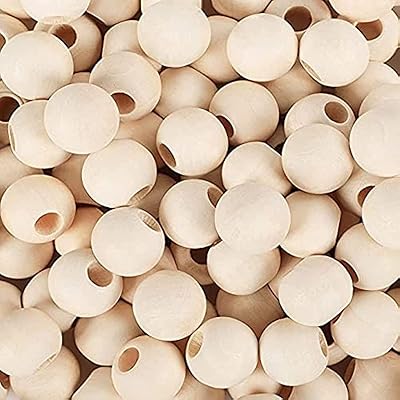 300 pièces de perles en bois naturel de 20 mm pour l'artisanat, perles