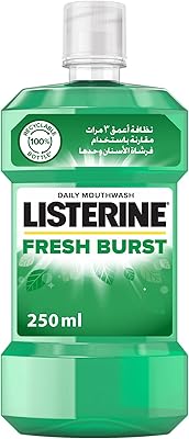 Rince de bouche quotidien listerine fresh burst, formule de soins bucco-dentaires antibactérienne, antitartre