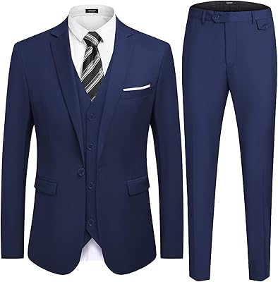 Ensemble de costume ajusté pour hommes 3 pièces veste, gilet, gilet et pantalon