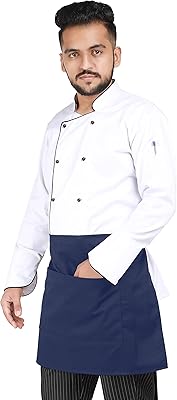 Tablier de cuisine yanek | tablier court réglable unisexe avec poches |