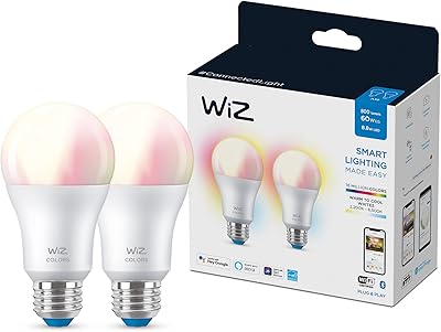 Ampoule wi-fi intelligente wiz connection a19 60 w 2 pièces 16 millions