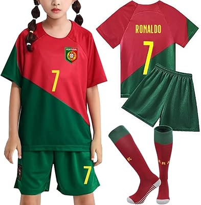 Casmed maillot de football portugais pour enfants + short 2022 légende de la coupe