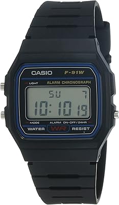 Montre numérique classique f91w-1 pour homme avec écran lcd et alarme chronographe, noir