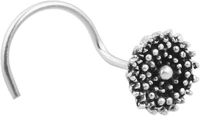 Épingle à nez oxydée faite la main en argent sterling 925 pour femme