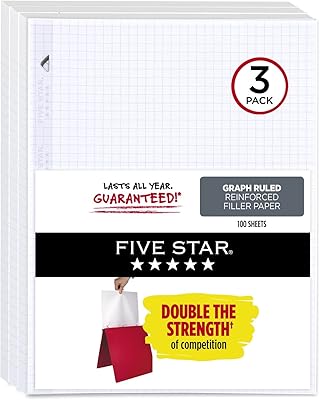 Paquet de 3 feuilles de papier millimétré perforé five star 100 feuilles