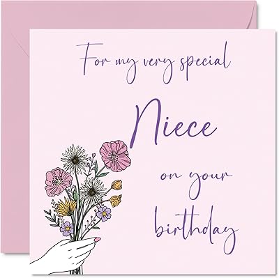 Cartes d'anniversaire mignonnes pour nièce - fleurs d'anniversaire - carte de joyeux anniversaire