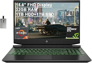 Ordinateur portable de jeu hp pavilion 2021 avec écran fhd de 15,6 pouces