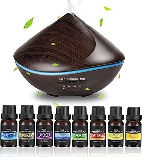 Diffuseur d'huiles essentielles aminac, diffuseur ultrasonique à grains de bois de 500 ml
